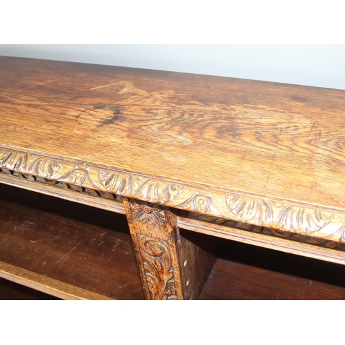 2 - An impressive late 19th century or early 20th century English antique Jacobean influence oak double ... 