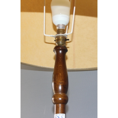 232 - 3 vintage wooden standard lamps with shades