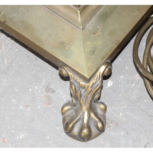 234 - A heavy vintage brass column standard lamp, approx 140cm tall