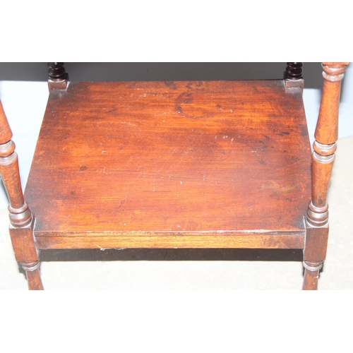 25 - An antique mahogany side table with adjustable lectern or bookrest top, approx 47cm wide