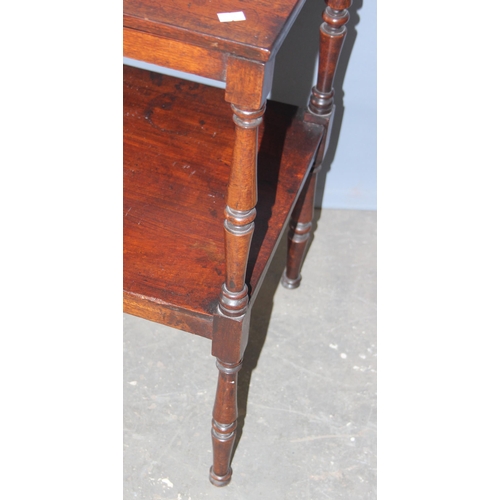 25 - An antique mahogany side table with adjustable lectern or bookrest top, approx 47cm wide