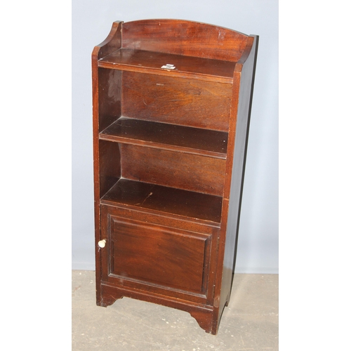 26 - A small vintage bookcase with cupboard and a small barleytwist side table (2)