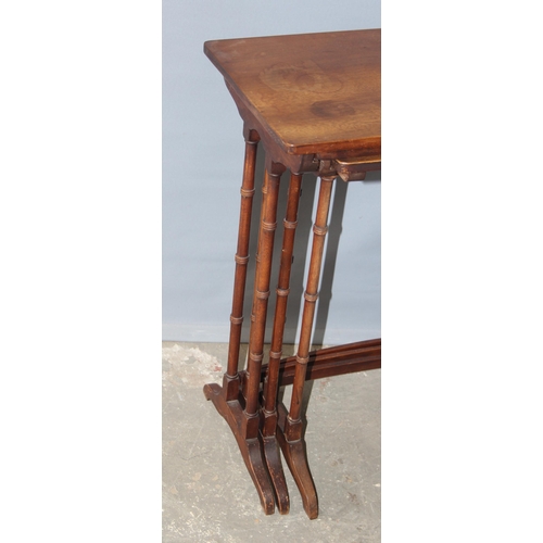 34 - An early 20th century nest of tables with bamboo effect legs, the largest table approx 51cm wide