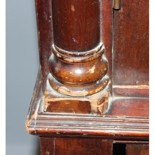 4 - A late 19th century mahogany hall cupboard with 2 shelves in the upper section over a lower cupboard... 