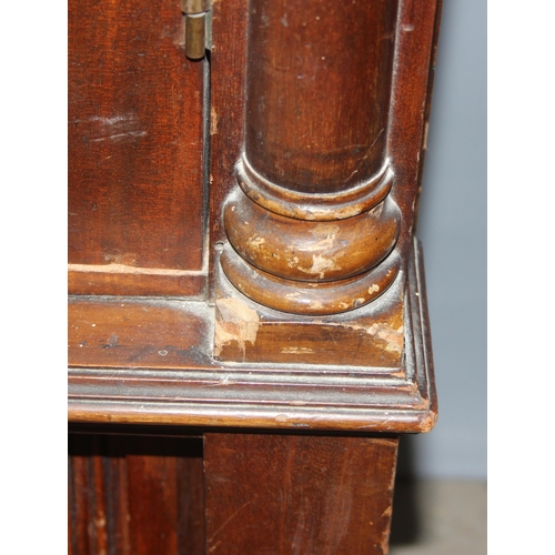 4 - A late 19th century mahogany hall cupboard with 2 shelves in the upper section over a lower cupboard... 