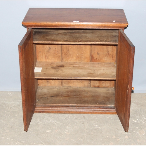 6 - An early 20th century oak hall cupboard with 2 shelves, approx 79cm tall x 77cm wide