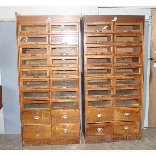 7 - A pair of early 20th Century haberdashery shop fitters display cabinet with plaque for 'J.C. King Lt... 