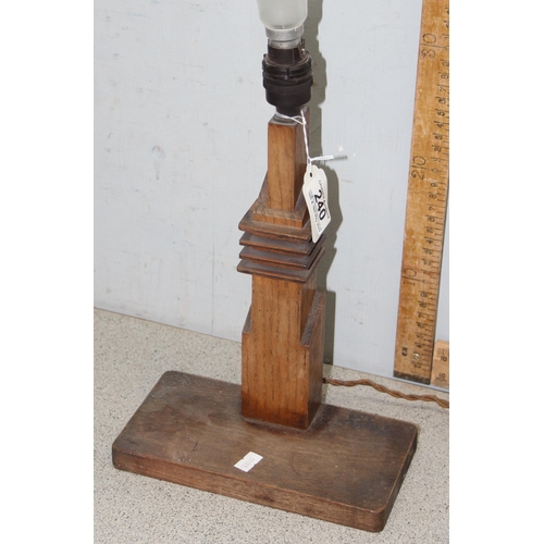 240 - An Art Deco period oak table lamp