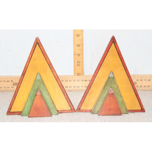 270 - A pair of Art Deco period triangular shaped wooden bookends