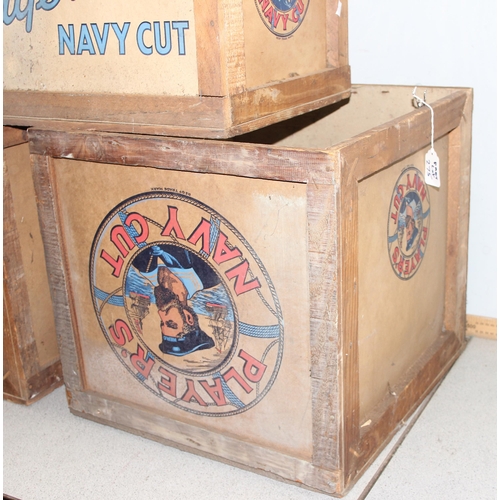 275 - 3 vintage mid-century Player's Navy Cut cigarettes wooden and cardboard advertising crates