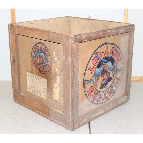 275 - 3 vintage mid-century Player's Navy Cut cigarettes wooden and cardboard advertising crates