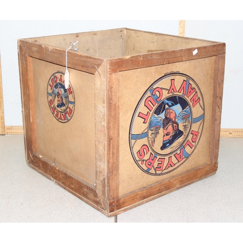 275 - 3 vintage mid-century Player's Navy Cut cigarettes wooden and cardboard advertising crates