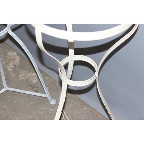 300 - A matched pair of vintage white painted wrought iron plant pot stands, each approx 79cm tall