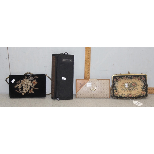 212 - Mixed lot of 4 antique and later clutch bags & purses