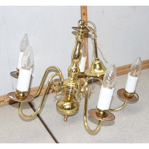 245 - 3 vintage style brass hanging chandeliers