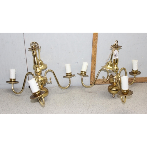 245 - 3 vintage style brass hanging chandeliers