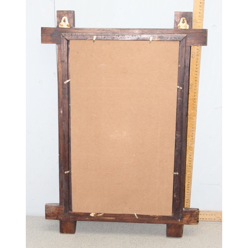 421 - A wooden framed mirror formed as a window, approx 74cm x 51cm