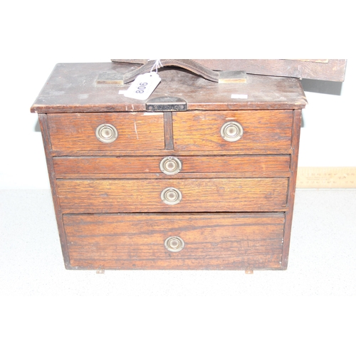 806 - An early 20th century oak engineers tool box and extensive contents