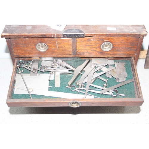 806 - An early 20th century oak engineers tool box and extensive contents