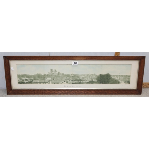 429 - An early 20th century oak framed panoramic photograph of the city of Ely, Cambridgeshire by T. Bolto... 