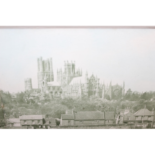 429 - An early 20th century oak framed panoramic photograph of the city of Ely, Cambridgeshire by T. Bolto... 