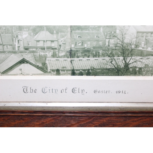 429 - An early 20th century oak framed panoramic photograph of the city of Ely, Cambridgeshire by T. Bolto... 