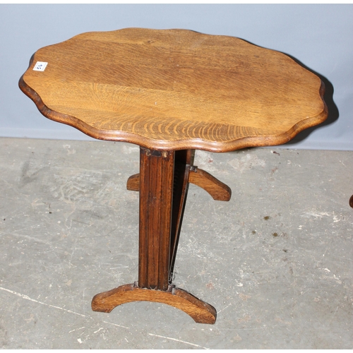 54 - An early 20th century oak folding table and a walnut piecrust edged table (2)