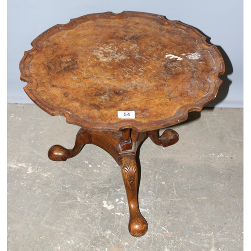 54 - An early 20th century oak folding table and a walnut piecrust edged table (2)