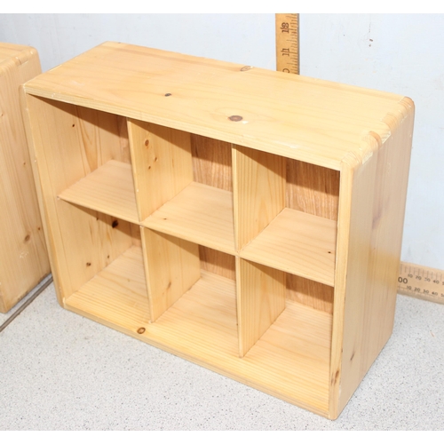 56 - 4 pine shadowbox shelves, each approx 36cm wide