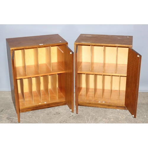 63 - A pair of mid-century wooden record cabinet by Phoenix, each approx 61cm wide x 77cm tall