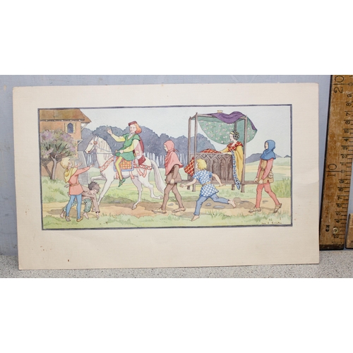 438 - I.E. Craven (XX), folio of original unframed artworks and others to inc various subjects