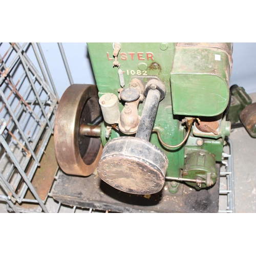 808 - Lister D Type stationary engine, 1.5HP, 700RPM, with water pump and hand crank, on galvanised trolle... 