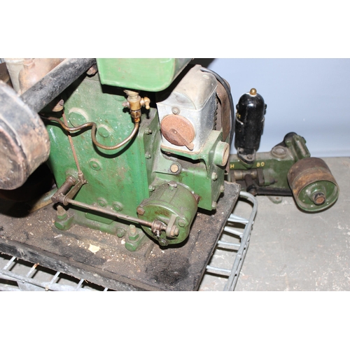 808 - Lister D Type stationary engine, 1.5HP, 700RPM, with water pump and hand crank, on galvanised trolle... 