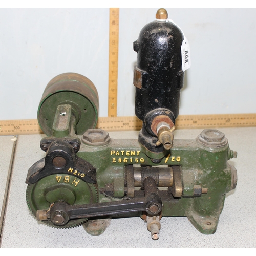 808 - Lister D Type stationary engine, 1.5HP, 700RPM, with water pump and hand crank, on galvanised trolle... 