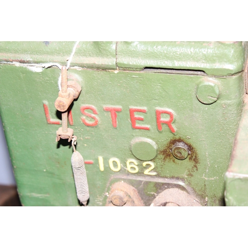 808 - Lister D Type stationary engine, 1.5HP, 700RPM, with water pump and hand crank, on galvanised trolle... 