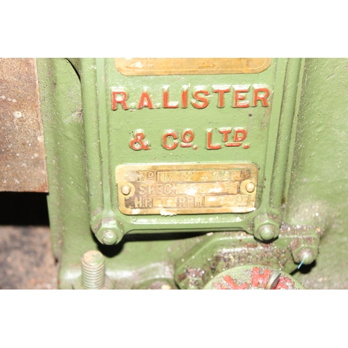 808 - Lister D Type stationary engine, 1.5HP, 700RPM, with water pump and hand crank, on galvanised trolle... 