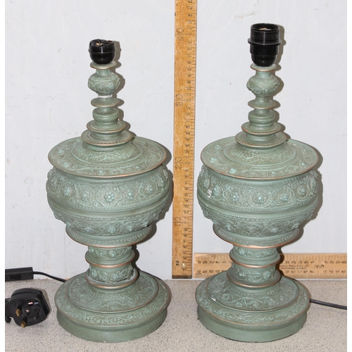 252 - A pair of bronze effect Middle Eastern style table lamps