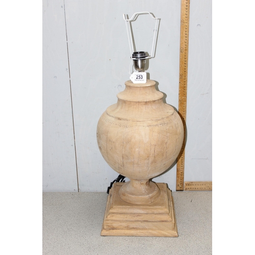 253 - An extremely large turned wooden lamp base, approx 75cm tall