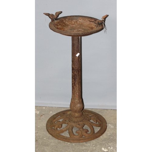 303 - Cast iron garden bird bath, approx 68cm tall