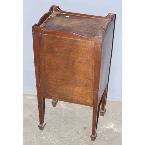 73 - An antique mahogany tray top style bedside cabinet with single drawer, approx 72cm tall x 39cm wide