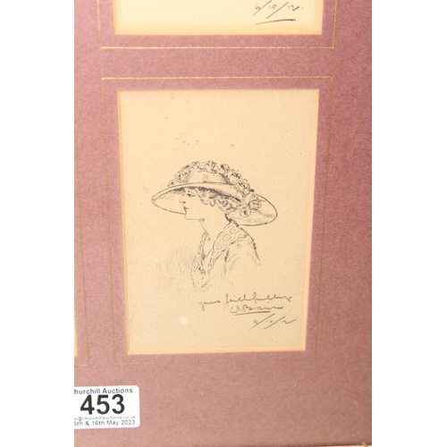 453 - C.E. Bain (XIX-XX), 4 original ink drawings of hat designs, each signed and dated 1912, labels verso... 