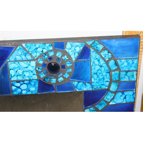 460 - Two coloured glass and lead work hand made wall mirrors 38cm x 38cm and 25cm x 35cm (2)