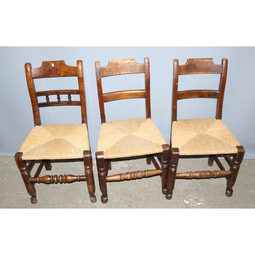 101 - A matched set of 6 Arts & Crafts period rush seated chairs