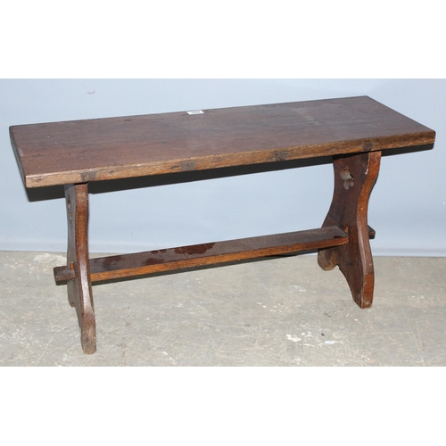 102 - An early 20th century small oak bench or window seat, approx 94cm wide x 47cm tall x 35cm deep