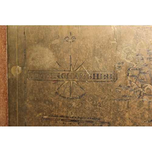 466 - Brass engraved copy of John Cary map of Bucks