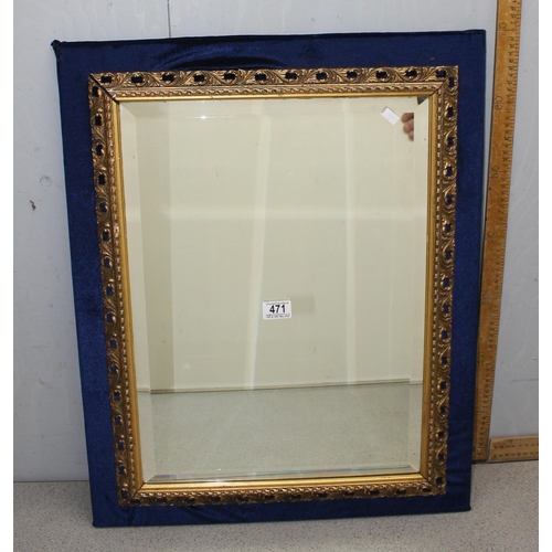 471 - 2 vintage mirrors, one with oak frame, the other with gilt and velvet frame