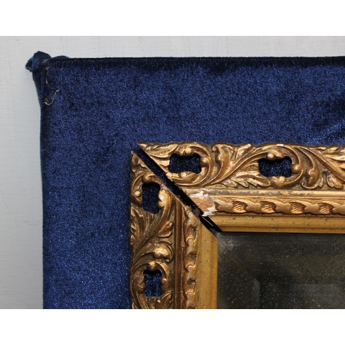 471 - 2 vintage mirrors, one with oak frame, the other with gilt and velvet frame