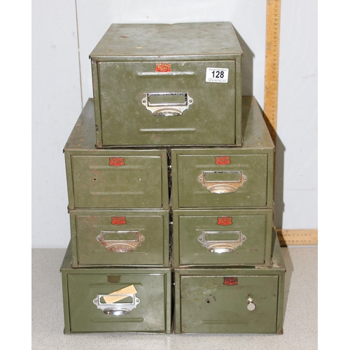 128 - 7 assorted vintage painted metal Veteran Series filing drawers