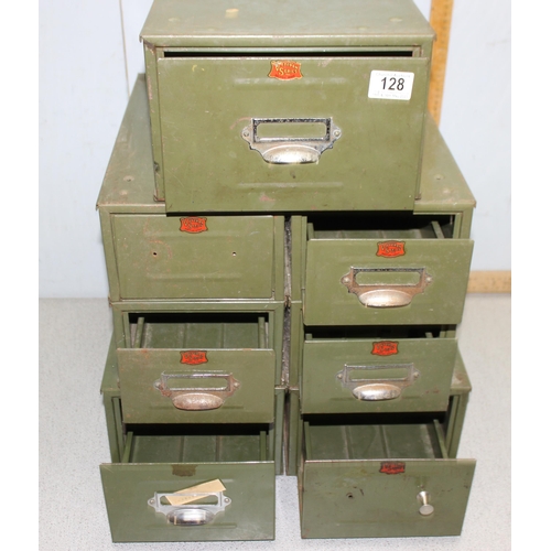 128 - 7 assorted vintage painted metal Veteran Series filing drawers