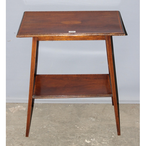 131 - A small Edwardian side table with Sheraton style inlay, approx 61cm wide